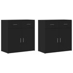 vidaXL Buffets 2 Pièces noir 79x38x80 cm bois d'ingénierie