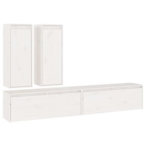 vidaXL Meubles TV 4 Pièces Blanc Bois massif de pin