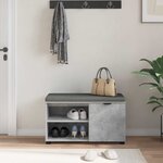 vidaXL Banc d'entrée avec coussin Uni Gris béton 80 x 38 x 46 cm