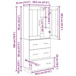 vidaXL Haut Armoire 2 Pièces Chêne noir Bois Aggloméré et Verre