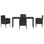 vidaXL Ensemble de Salle à Manger de Jardin 5 Pièces avec Coussins Noir Poly Rattan