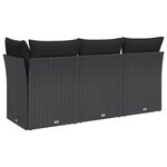 vidaXL Canapé de jardin avec coussins 3 places noir résine tressée