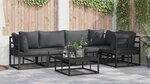 vidaXL Ensemble de canapé de jardin avec coussin 5 Pièces Noir Aluminium