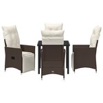 vidaXL Ensemble de salle à manger de jardin de 5 pièces avec coussins en poly rattan marron