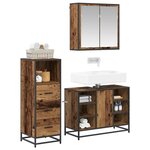 vidaXL Ensemble de mobilier de salle de bain 3 Pièces Bois Ancien