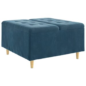 vidaXL Pouf de rangement avec coussin Bleu 80 x 80 x 45 cm Velours