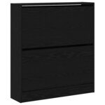 vidaXL Armoire à chaussures avec stockage Chêne noir 80 x 21 x 87.5 cm