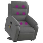 vidaXL Fauteuil inclinable de massage électrique Gris foncé Tissu