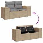vidaXL Salon de jardin avec coussins 4 Pièces beige résine tressée