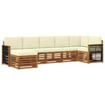 vidaXL Ensemble de canapé d'angle avec coussin 6 Pièces Naturel et Crème