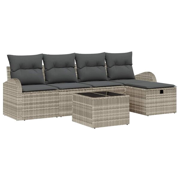 vidaXL Ensemble de canapé de jardin 6 Pièces Gris clair 234 x 117 x 85 cm