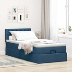 vidaXL Cadre de lit ottoman avec matelas bleu 90x190 cm tissu