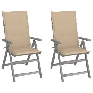 vidaXL Chaises inclinables de jardin lot de 2 et coussins Bois acacia
