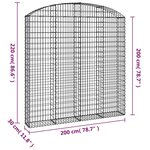 vidaXL Panier de gabions arqué 200x30x200/220 cm Fer galvanisé