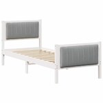 vidaXL Cadre de lit Blanc et gris clair 75 x 190 cm Bois massif en pin
