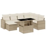 vidaXL Salon de jardin avec coussins 8 Pièces beige résine tressée