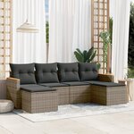 vidaXL Salon de jardin 6 Pièces avec coussins gris résine tressée