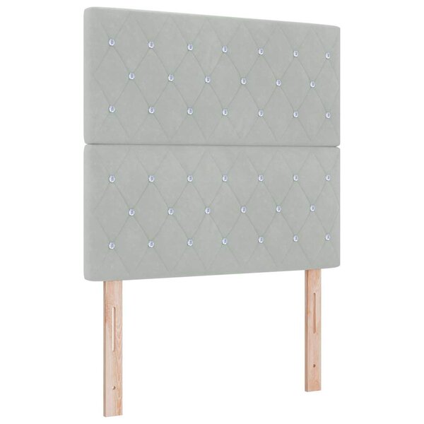 vidaXL Tête de lit avec des boutons en cristal  gris clair  90 cm  en velours.