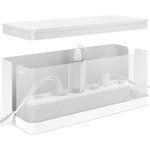ACROPAQ Boîte cache câble L (32 x 13 x 13 cm)- Cache multiprise  Boîte Rangement câble- Boîte multiprise- Polystyrène-Blanc