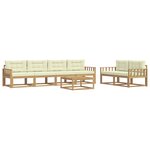 vidaXL Ensemble de canapés d'extérieur 6 pc Blanc et crème