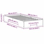 vidaXL Cadre de lit surélevé Marron 90 x 200 cm Bois massif en pin