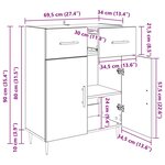 vidaXL Buffet Chêne noir 69 5 x 34 x 90 cm Bois d'ingénierie