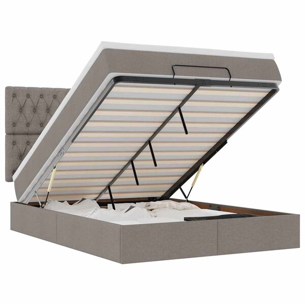 VidaXL Cadre de lit ottoman avec matelas taupe 140x200 cm tissu