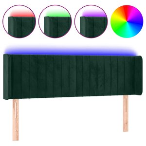 vidaXL Tête de lit à LED Vert foncé 147x16x78/88 cm Velours
