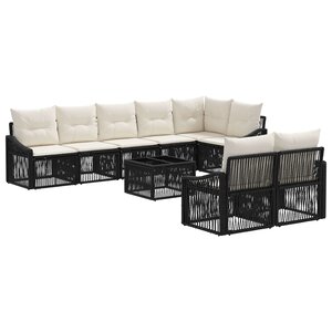 vidaXL Ensemble de canapé de jardin 9 Pièces Noir polyrotin