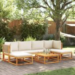 vidaXL Salon de jardin avec coussins 7 Pièces bois massif d'acacia
