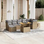 vidaXL Salon de jardin avec coussins 8 Pièces beige résine tressée