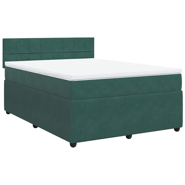 vidaXL Sommier à lattes de lit et matelas Vert foncé 140x190cm Velours