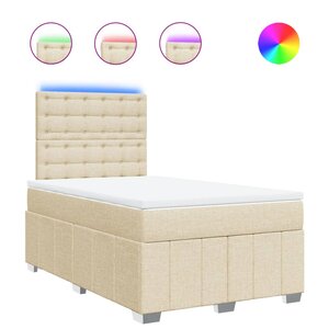 vidaXL Sommier à lattes de lit avec matelas Crème 120x200 cm Tissu