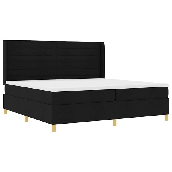 vidaXL Lit à ressorts avec matelas avec LED Noir 200 x 200 cm tissu