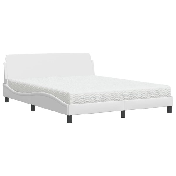 vidaXL Lit avec matelas Dover blanc 160x200 cm similicuir