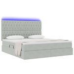 vidaXL Lit de rangement LED avec matelas Gris clair 160 x 200 cm