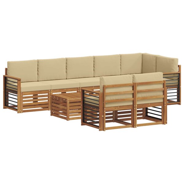 vidaXL Ensemble de canapés d'extérieur 9 pc Naturel et Beige Polyester