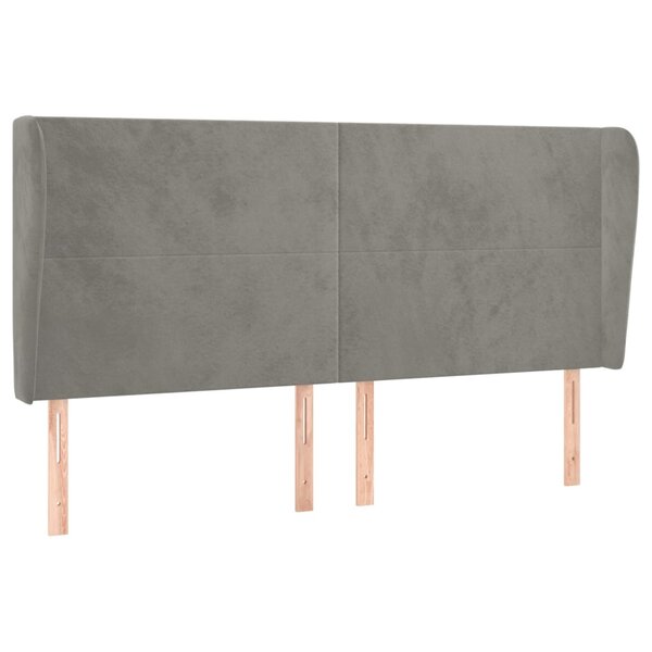 vidaXL Tête de lit avec oreilles Gris clair 183x23x118/128 cm Velours