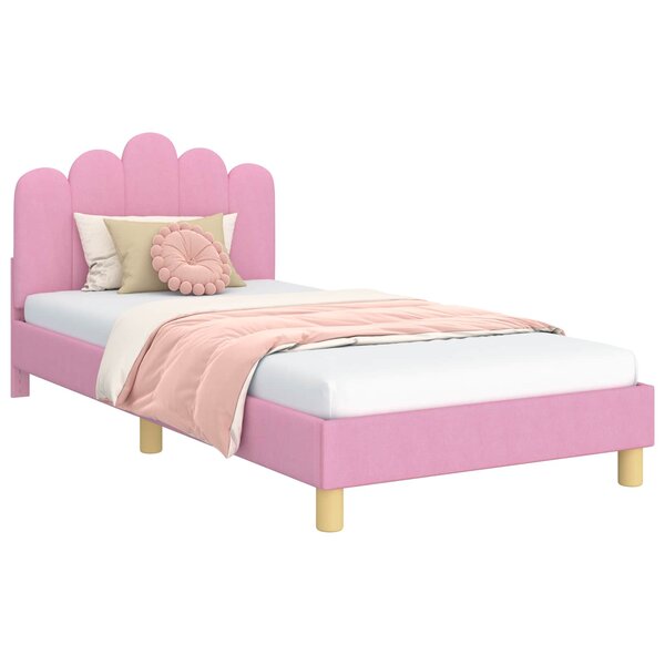 vidaXL Cadre de lit pour enfants avec tête de lit Rose 90 x 200 cm