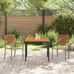 Ensemble de salle à manger de jardin vidaXL 3 pièces en poly rattan gris et bois d'acacia