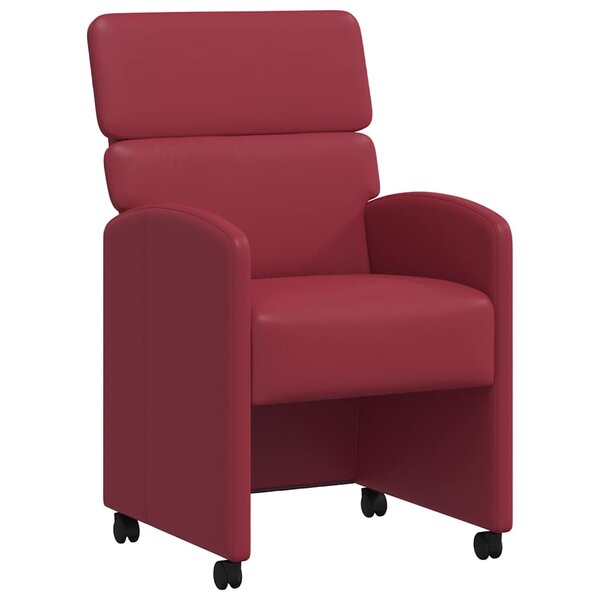 vidaXL Chaises de Salle à Manger avec Roues 2 Pièces Rouge bordeaux