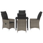 vidaXL Ensemble de salle à manger de jardin 5 pièces avec coussins gris en poly rattan