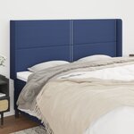 vidaXL Tête de lit avec oreilles Bleu 183x16x118/128 cm Tissu