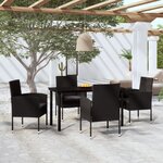 vidaXL Ensemble à manger de jardin 5 Pièces Noir