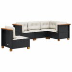 vidaXL Salon de jardin 5 Pièces avec coussins noir résine tressée