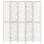 vidaXL Cloison de séparation 5 panneaux blanc bois de paulownia massif