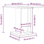 vidaXL Table à dîner Sonoma gris 80x80x75 cm Bois d'ingénierie
