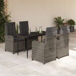 vidaXL Ensemble à manger de jardin 5 Pièces coussins gris résine tressée