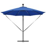 vidaXL Parasol banane à mât déporté bleu azur 294 x 294 x 248 cm