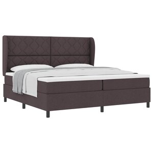 vidaXL Lit à ressorts avec matelas Marron foncé 200 x 200 cm tissu